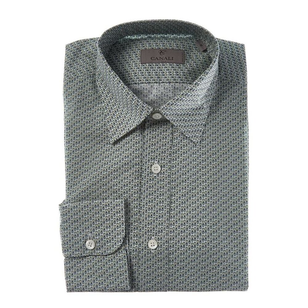 Canali Mens  Dress Shirt, Green